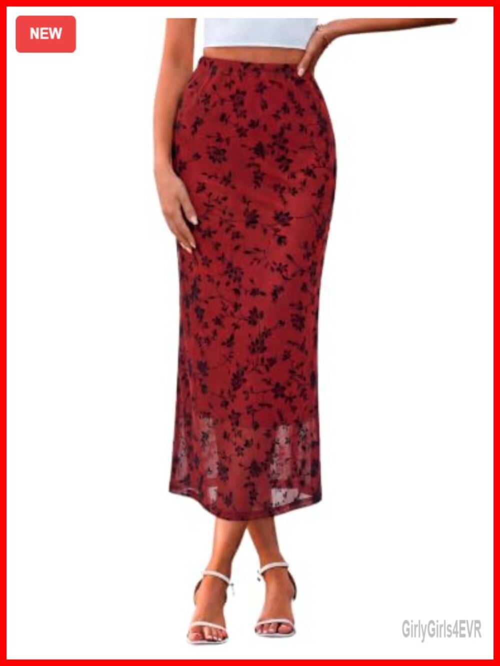 Womens Boho Floral Mesh Maxi Skirt Elastic High Waist Long Skirt